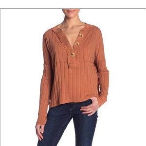 Free People In the Mix Henley Small Large Ribbed